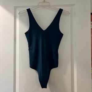 Abercrombie Fitch Soft A&F Collection V Neck Bodysuit Teal Blue